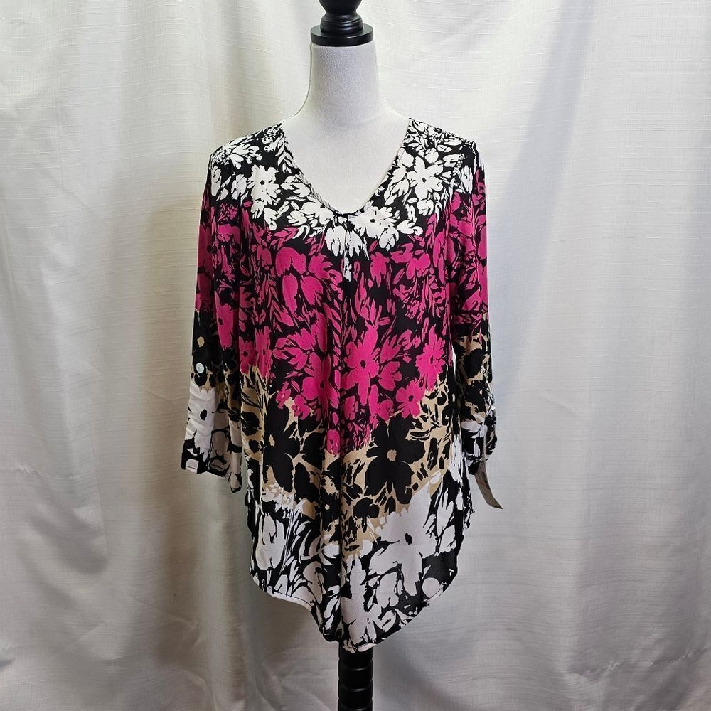 Ruby Rd. Asymmetrical Popover Blouse Size Small